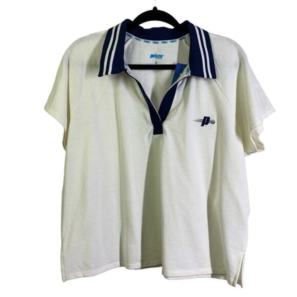 PRINCE White & Navy Blue Short Sleeve Polo Tennis Shirt Size XL - NWT‎